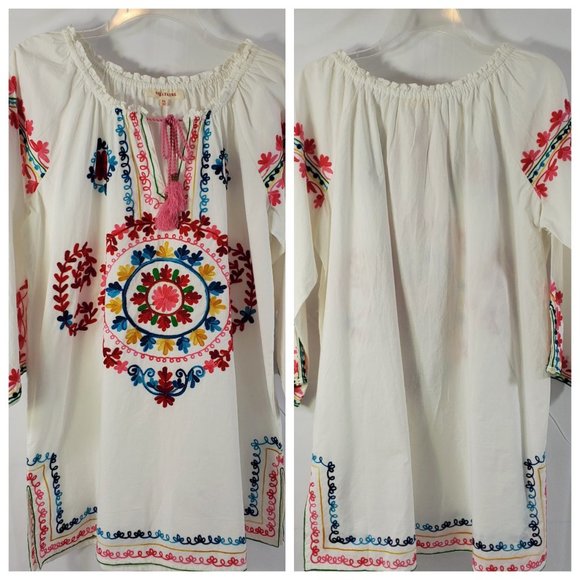 Solitaire Bohemian Style Embroidered Trim Blouse - Picture 6 of 8